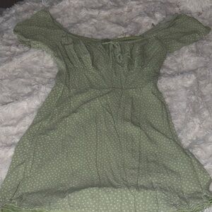 La Hearts Sage Green Off-Shoulder Blouse